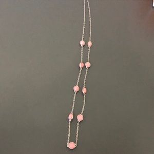 💕 Double sided pink and grey stone chain necklace